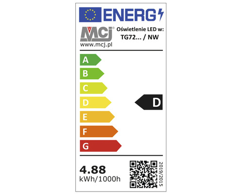 Energielabel für LED Leuchte mit der Energieeffizienzklasse D