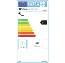 Energielabel für den Regént REG 15 2KW DE EU Warmwasserbereiter mit der Energieeffizienzklasse A, einem Geräuschpegel von 15 Dezibel und einem jährlichen Energieverbrauch von 527 Kilowattstunden