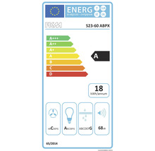 Energielabel für PKM S23-60 ABPX mit Energieeffizienzklasse A, einem jährlichen Energieverbrauch von 18 Kilowattstunden und einer Lautstärke von 68 Dezibel.