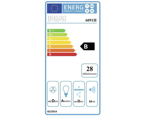 PKM Energieeffizienzlabel 6091H mit der Energieeffizienzklasse B