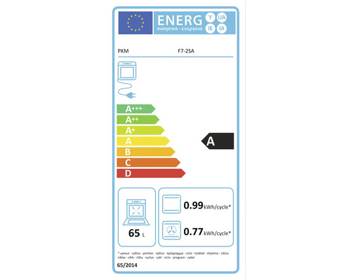 Energielabel für PKM F7-2SA Backofen mit der Energieeffizienzklasse A