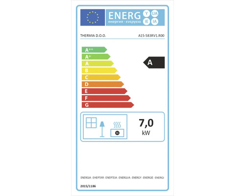 Energielabel mit der Energieeffizienzklasse A und einem Stromverbrauch von 7,0 Kilowatt