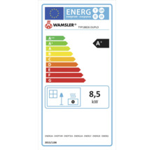 Wamsler Logo Energieetikett mit der Energieeffizienzklasse A+ und 8,5 Kilowatt