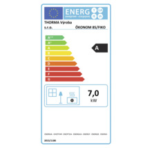 Energielabel für Ofen Ökonom 85/FIKO der Marke Thorma, Energieeffizienzklasse A, 7,0 Kilowatt