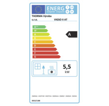Energielabel für Ofen mit der Energieeffizienzklasse A und einer Leistung von 5,5 Kilowatt.