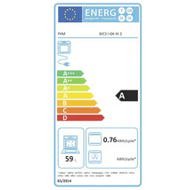 PKM Energieeffizienzlabel mit der Klasse A, einem Stromverbrauch von 0.76 kWh pro Zyklus und einem Volumen von 59 Litern