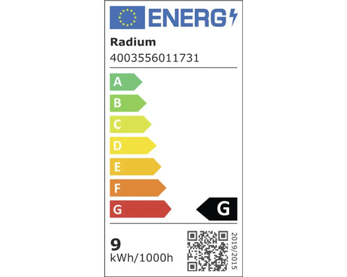 Energielabel von Radium mit der Energieeffizienzklasse G