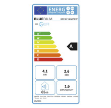 Energielabel für BLUEPALM BPAC14000FW mit Energieeffizienzklasse A, 4,1 Kilowatt, 2,6 EER und 65 Dezibel