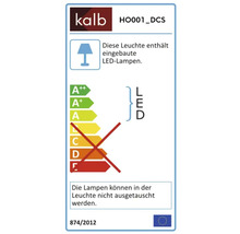Energielabel für Kalb Leuchte HO001_DCS mit fest eingebauten LED-Lampen der Energieeffizienzklassen A plus plus bis A.