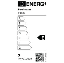 EU-Energielabel für Paulmann 29284, Energieeffizienzklasse E, Energieverbrauch 7 kWh pro 1000 Stunden.