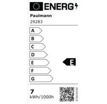 Energielabel der Europäischen Union für Paulmann 29283, Energieeffizienzklasse E, Energieverbrauch 7 Kilowattstunden pro 1000 Stunden.