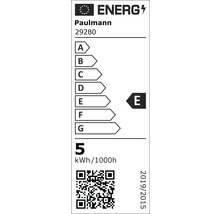 EU-Energielabel für Paulmann Modell 29280, Energieeffizienzklasse E, Energieverbrauch 5 Kilowattstunden pro 1000 Stunden.