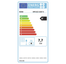 EU-Energielabel für Rowi HPO 8/1 Easy II mit Energieeffizienzklasse A plus und einer Heizleistung von 7,7 Kilowatt.
