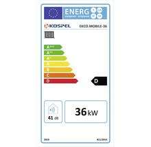 Kospel Energielabel für Elektro-Zentralheizungskessel EKCO.MOBILE-36, Energieeffizienzklasse D, 36 Kilowatt, 41 Dezibel.