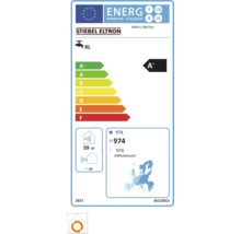 EU-Energielabel Stiebel Eltron WWK-I 300 Plus, Klasse A plus, Profil XL, innen 59 Dezibel, Verbrauch 974 Kilowattstunden pro Jahr.