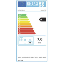 EU-Energielabel für Justus Austin 7 II, Energieeffizienzklasse A, Wärmeleistung 7,0 Kilowatt.