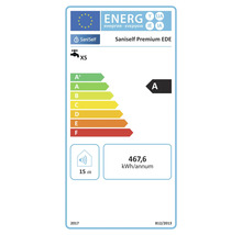 EU Energielabel für SaniSelf Premium EDE, Energieeffizienzklasse A, 467,6 Kilowattstunden pro Jahr, 15 Dezibel, Lastprofil extra klein.