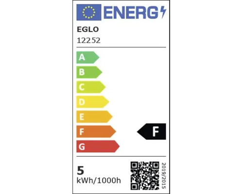EU Energieeffizienzlabel für Eglo Modell 12252, Energieeffizienzklasse F, 5 Kilowattstunden pro 1000 Stunden.