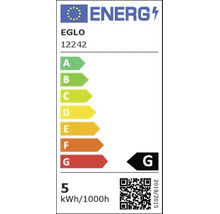 EU-Energielabel für EGLO 12242, Energieeffizienzklasse G, 5 Kilowattstunden pro 1000 Stunden.