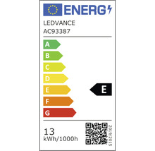 EU-Energielabel für Ledvance AC93387. Energieeffizienzklasse E. Energieverbrauch 13 Kilowattstunden pro 1000 Stunden.