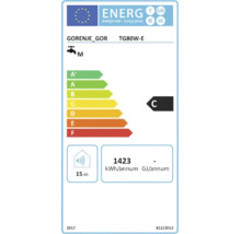 EU-Energielabel für Gorenje TG80W-E, Energieeffizienzklasse C, Lastprofil M, 1423 Kilowattstunden pro Jahr, 15 Dezibel.