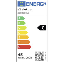 EU-Energielabel für e2 elektro Modell 2004011030196-L, Energieeffizienzklasse C, Energieverbrauch 45 Kilowattstunden pro 1000 Stunden.