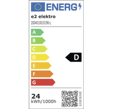 EU-Energielabel von e2 elektro, Modell 2004010010196-L. Energieeffizienzklasse D. Energieverbrauch 24 Kilowattstunden pro 1000 Stunden.