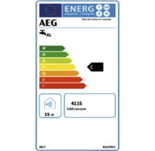 Europäisches Energielabel für AEG Warmwasserspeicher mit Energieeffizienzklasse C, Lastprofil XL, jährlichem Stromverbrauch von 4115 Kilowattstunden.