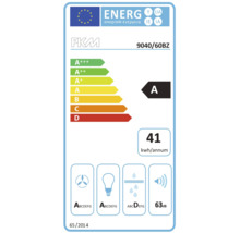PKM Dunstabzugshaube 9040 60BZ EU Energieeffizienzlabel mit Energieeffizienzklasse A und 41 Kilowattstunden pro Jahr