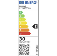 EU Energieeffizienzlabel für Brennenstuhl Modell 1178030900 mit Energieeffizienzklasse E und Verbrauch von 30 kWh pro 1000 Stunden.