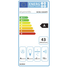Wolkenstein WEB1-52AIXPY Energieetikett mit Energieeffizienzklasse A, jährlichem Energieverbrauch von 43 Kilowattstunden und Geräuschemission von 72 Dezibel
