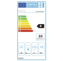 Energielabel PKM S28-60 BWPY mit Energieeffizienzklasse B, Energieverbrauch 30 Kilowattstunden pro Jahr und Geräuschemission 62 Dezibel