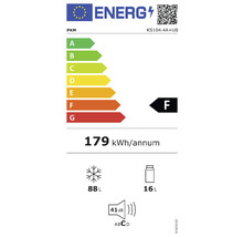 Energielabel PKM KS104.4A+UB mit Informationen zu Energieeffizienz, Stromverbrauch, Gefrierfachvolumen, Kühlfachvolumen und Geräuschemission