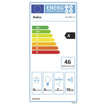 Amica Energielabel mit Energieeffizienzklasse A, jährlichem Energieverbrauch von 46 Kilowattstunden und Geräuschemission von 70 Dezibel.
