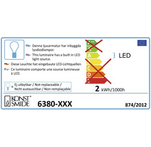 Energielabel mit Informationen zu eingebauten LED-Lichtquellen und nicht austauschbarer Lampe, Marke Konstsmide