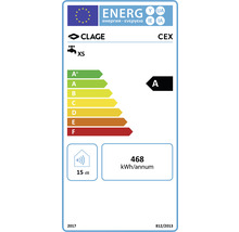 Energielabel für Clage CEX Warmwasserbereiter mit Energieeffizienzklasse A und einem jährlichen Energieverbrauch von 468 Kilowattstunden