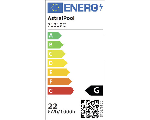 Energielabel AstralPool 71219C mit Energieeffizienzklasse G