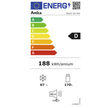 Amica Energielabel mit Energieeffizienzklasse D und einem jährlichen Energieverbrauch von 188 kWh