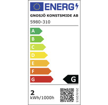 Energielabel Gnosjö Konstsmide AB, Energieeffizienzklasse G, Energieverbrauch 2 kWh pro 1000 Stunden