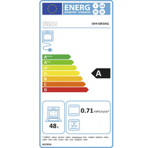 Energielabel für PKM GH4-50EOAQ Backofen mit Energieeffizienzklasse A, 48 Liter Volumen und 0,71 Kilowattstunden pro Zyklus.