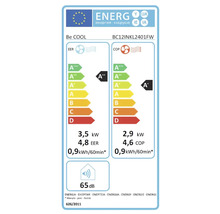 Energielabel für das Produkt Be COOL BC12INKL2401FW mit Informationen zu Energieeffizienz, Stromverbrauch und Geräuschentwicklung