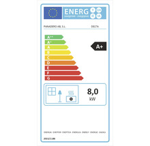 Energielabel mit der Effizienzklasse A+ und einer Leistung von 8,0 Kilowatt