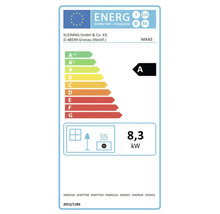 Energielabel für ein Heizgerät der Klasse A mit 8,3 Kilowatt Leistung