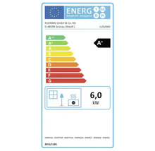 Energielabel Lugano mit der Energieeffizienzklasse A+ und einer Leistung von 6,0 Kilowatt