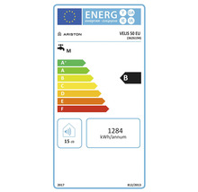 Energielabel für Ariston Velis 50 EU Boiler mit Energieeffizienzklasse B und einem jährlichen Energieverbrauch von 1284 Kilowattstunden.