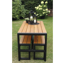 Gartenmöbelset Promadino 4 -Sitzer, Tisch, 2 Bankmodule, Bankmodul Holz, honigfarben
