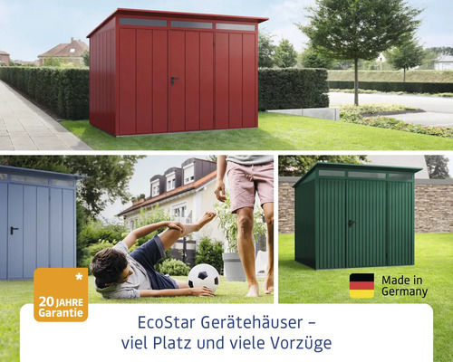 EcoStar Gerätehäuser in verschiedenen Ausführungen für den Garten