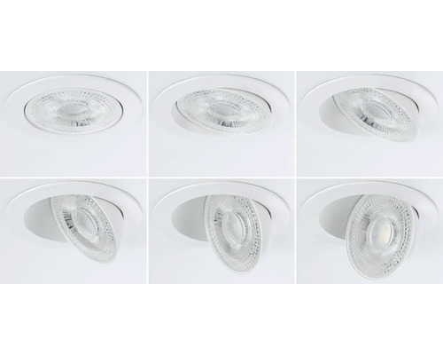 Einbaustrahler mit verstellbarem Lichtkegel in verschiedenen Positionen