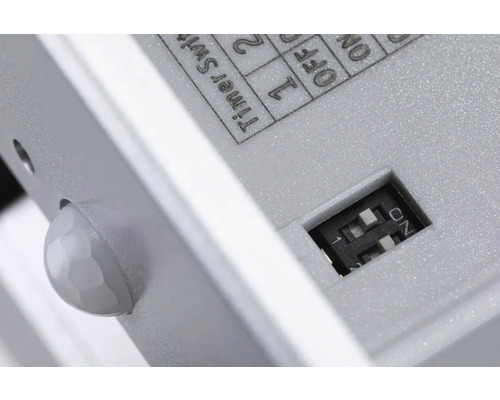 Detailansicht eines Bewegungsmelders mit Timer Schalter