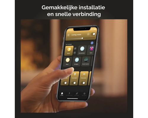 Smartphone mit geöffneter App zur Lichtsteuerung